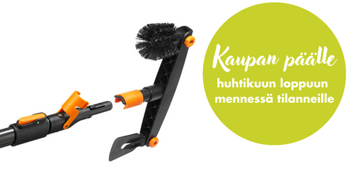 Fiskarsin räystäskourun puhdistaja kaupan päälle