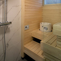 Saunaremontti toteutettuna linjasaneerausremontin yhteydessä.